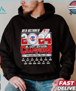 Philadelphia Phillies Red October 2024 NL East Division Champions 13X Shirt