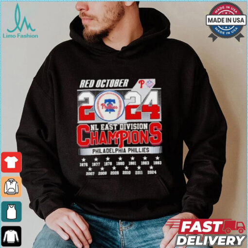 Philadelphia Phillies Red October 2024 NL East Division Champions 13X Shirt