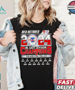 Philadelphia Phillies Red October 2024 NL East Division Champions 13X Shirt