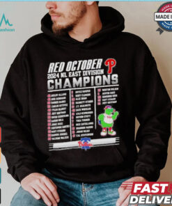 Philadelphia Phillies Red October 2024 NL East Division Champions Rosters Shirt