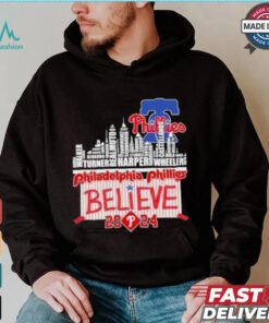 Philadelphia Phillies Skyline Players Name Believe October 2024 Shirt