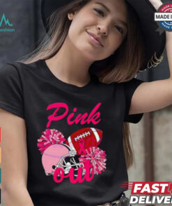 Pink out football helmet Breast Cancer shirt