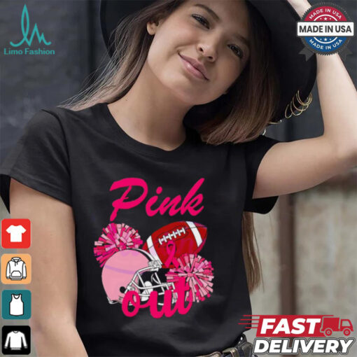 Pink out football helmet Breast Cancer shirt