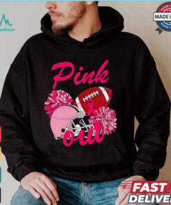 Pink out football helmet Breast Cancer shirt