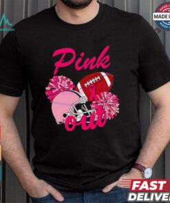 Pink out football helmet Breast Cancer shirt
