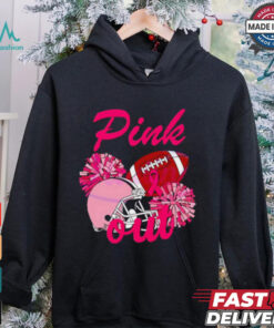 Pink out football helmet Breast Cancer shirt