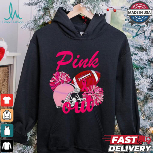 Pink out football helmet Breast Cancer shirt