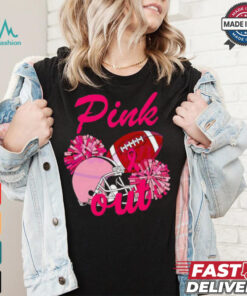 Pink out football helmet Breast Cancer shirt