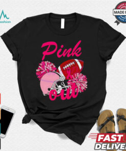 Pink out football helmet Breast Cancer shirt