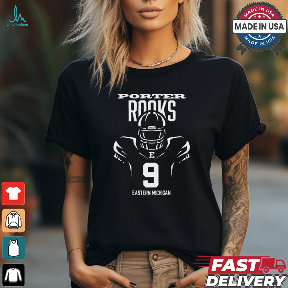 Porter Rooks #9 Eastern Michigan Football Green Endzone t shirt Porter Rooks #9 Eastern Michigan Football Green Endzone t shirt
