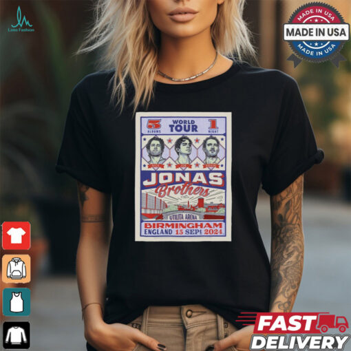Poster Jonas Brothers Sept 15 2024 Utilita Arena Birmingham, Birmingham, England Tour t shirt