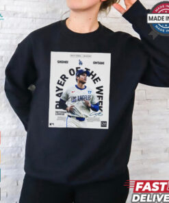 Poster Shohei Ohtani Los Angeles Dodgers Player Of The Week National League Signature t shirt