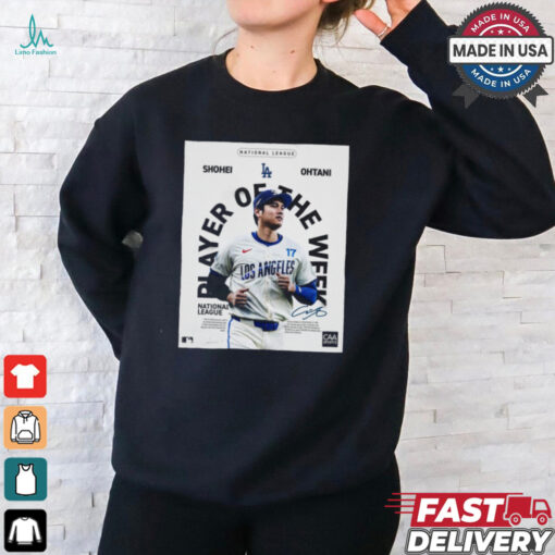 Poster Shohei Ohtani Los Angeles Dodgers Player Of The Week National League Signature t shirt