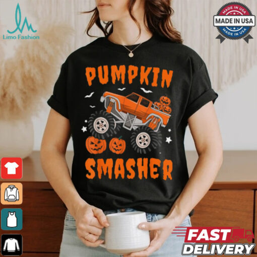 Pumpkin Smasher Toddler Halloween For Monster Truck Lover T Shirt