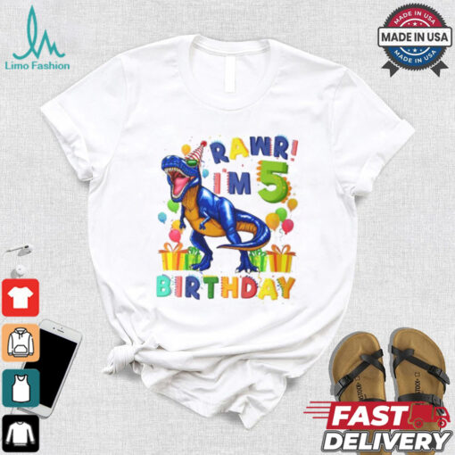 Rawr Im 5 5Th Birthday Party Rex Dinosaur Boys shirt