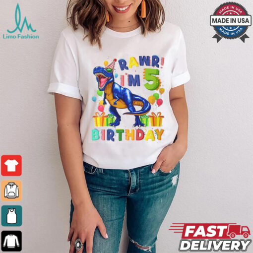 Rawr Im 5 5Th Birthday Party Rex Dinosaur Boys shirt