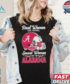 Real Women Love Football Smart Women Love The Alabama Crimson Tide X Snoopy Shirt