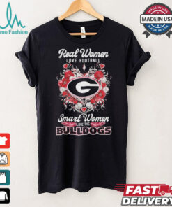 Real Women Love Football Smart Women Love The Georgia Bulldogs X Heart Flower Shirt