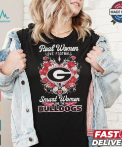 Real Women Love Football Smart Women Love The Georgia Bulldogs X Heart Flower Shirt