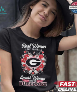 Real Women Love Football Smart Women Love The Georgia Bulldogs X Heart Flower Shirt