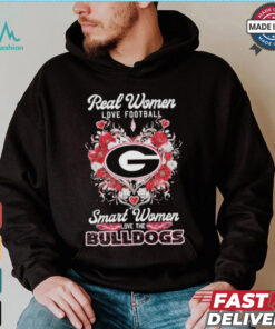 Real Women Love Football Smart Women Love The Georgia Bulldogs X Heart Flower Shirt