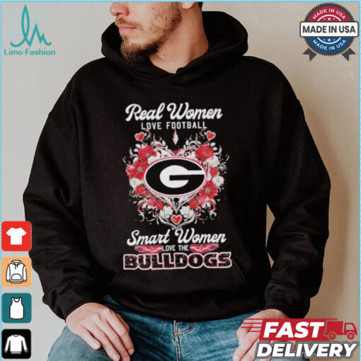 Real Women Love Football Smart Women Love The Georgia Bulldogs X Heart Flower Shirt