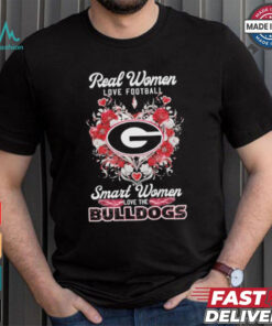 Real Women Love Football Smart Women Love The Georgia Bulldogs X Heart Flower Shirt