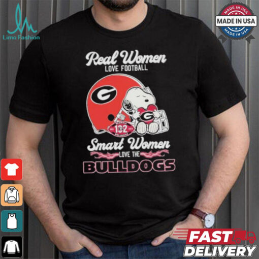 Real Women Love Football Smart Women Love The Georgia Bulldogs X Snoopy Shirt