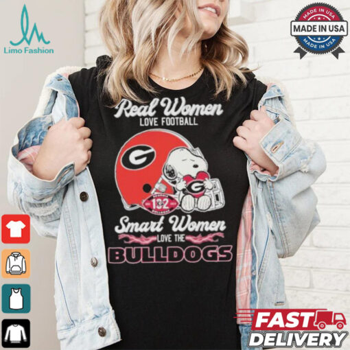 Real Women Love Football Smart Women Love The Georgia Bulldogs X Snoopy Shirt