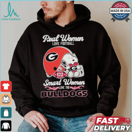 Real Women Love Football Smart Women Love The Georgia Bulldogs X Snoopy Shirt