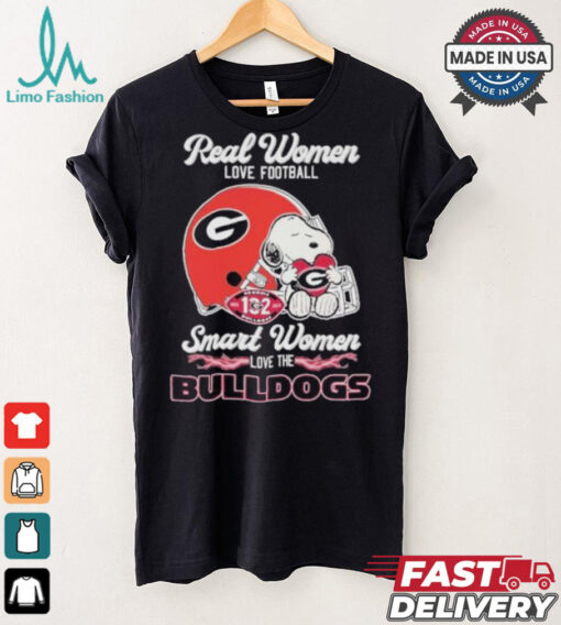 Real Women Love Football Smart Women Love The Georgia Bulldogs X Snoopy Shirt