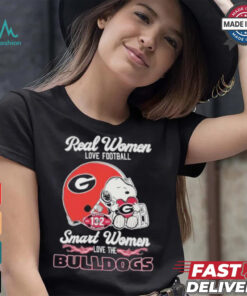 Real Women Love Football Smart Women Love The Georgia Bulldogs X Snoopy Shirt