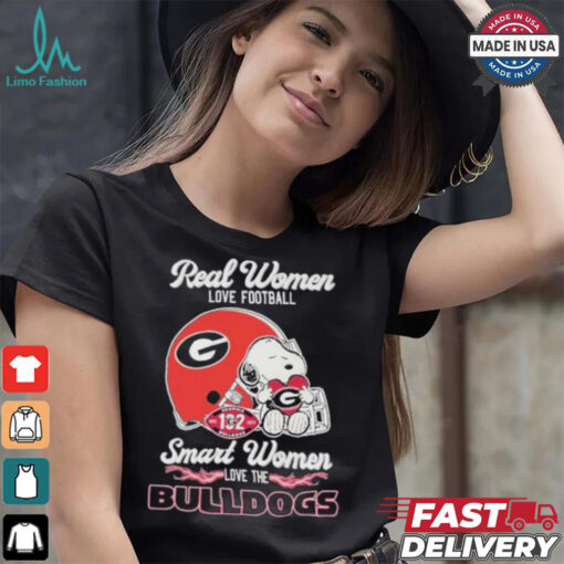 Real Women Love Football Smart Women Love The Georgia Bulldogs X Snoopy Shirt