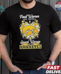 Real Women Love Football Smart Women Love The Iowa Hawkeyes X Heart Flower Shirt