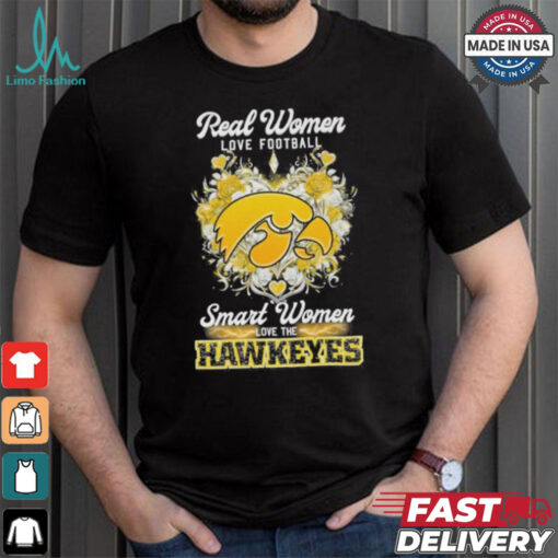 Real Women Love Football Smart Women Love The Iowa Hawkeyes X Heart Flower Shirt