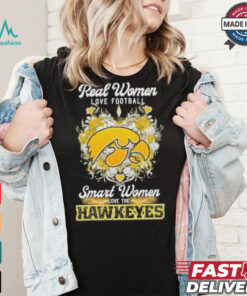 Real Women Love Football Smart Women Love The Iowa Hawkeyes X Heart Flower Shirt