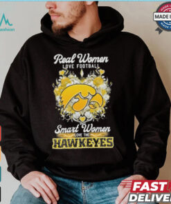 Real Women Love Football Smart Women Love The Iowa Hawkeyes X Heart Flower Shirt