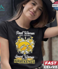 Real Women Love Football Smart Women Love The Iowa Hawkeyes X Heart Flower Shirt