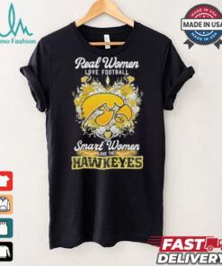 Real Women Love Football Smart Women Love The Iowa Hawkeyes X Heart Flower Shirt