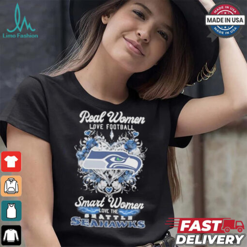 Real Women Love Football Smart Women Love The Seattle Seahawks X Heart Flower Shirt