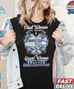 Real Women Love Football Smart Women Love The Seattle Seahawks X Heart Flower Shirt