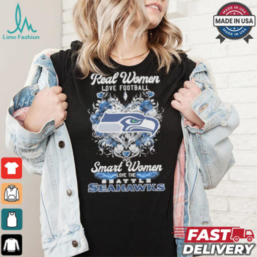 Real Women Love Football Smart Women Love The Seattle Seahawks X Heart Flower Shirt