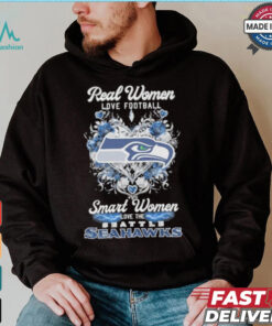 Real Women Love Football Smart Women Love The Seattle Seahawks X Heart Flower Shirt