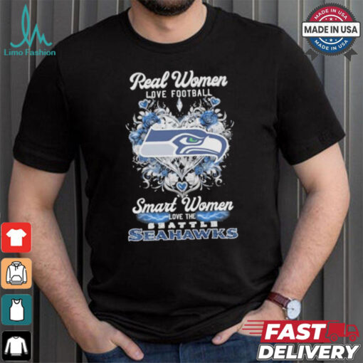 Real Women Love Football Smart Women Love The Seattle Seahawks X Heart Flower Shirt