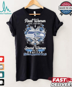 Real Women Love Football Smart Women Love The Seattle Seahawks X Heart Flower Shirt