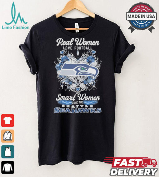 Real Women Love Football Smart Women Love The Seattle Seahawks X Heart Flower Shirt