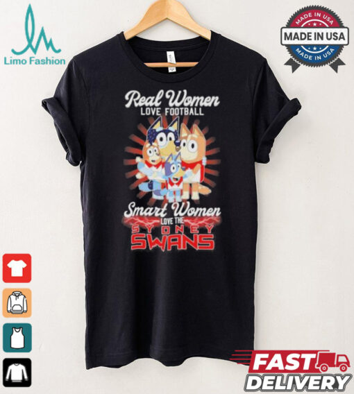 Real Women Love Football Smart Women Love The Sydney Swans X Bluey Characters Shirt