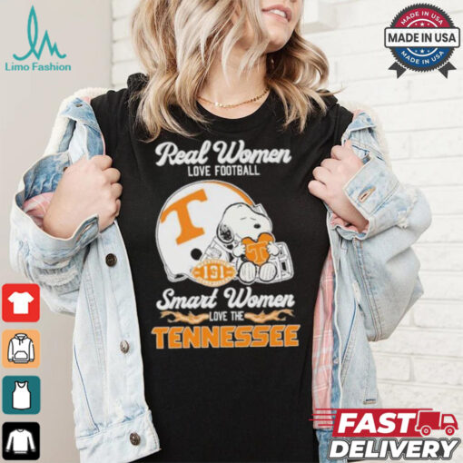 Real Women Love Football Smart Women Love The Tennessee Volunteers X Snoopy Shirt