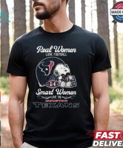 Real Women Love Football Snoopy Smart Women Love The Houston Texans T Shirt