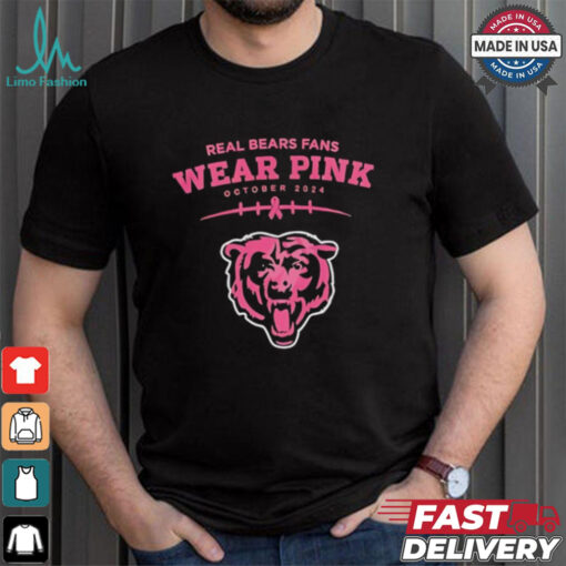 Real bears fans wear pink October 2024 Chicago Bears shirt